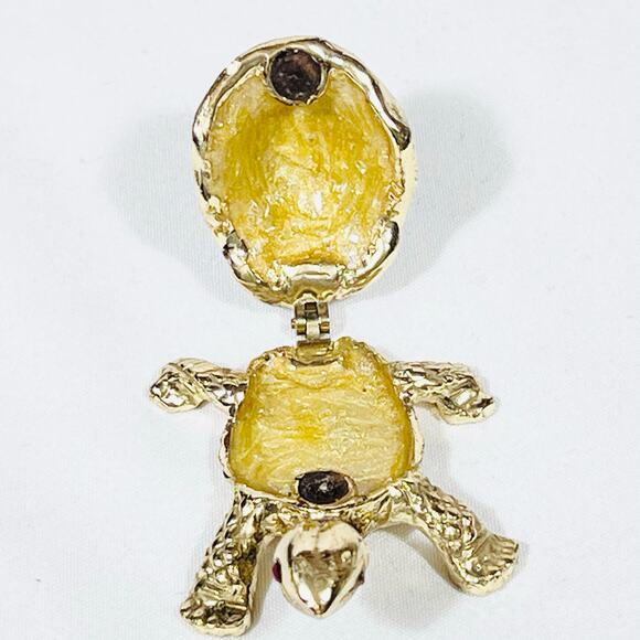 Turtle Shaped Ceramic Hinged Trinket Box Porcelain Crystals Gold Tone Multicolor - Picture 7 of 9